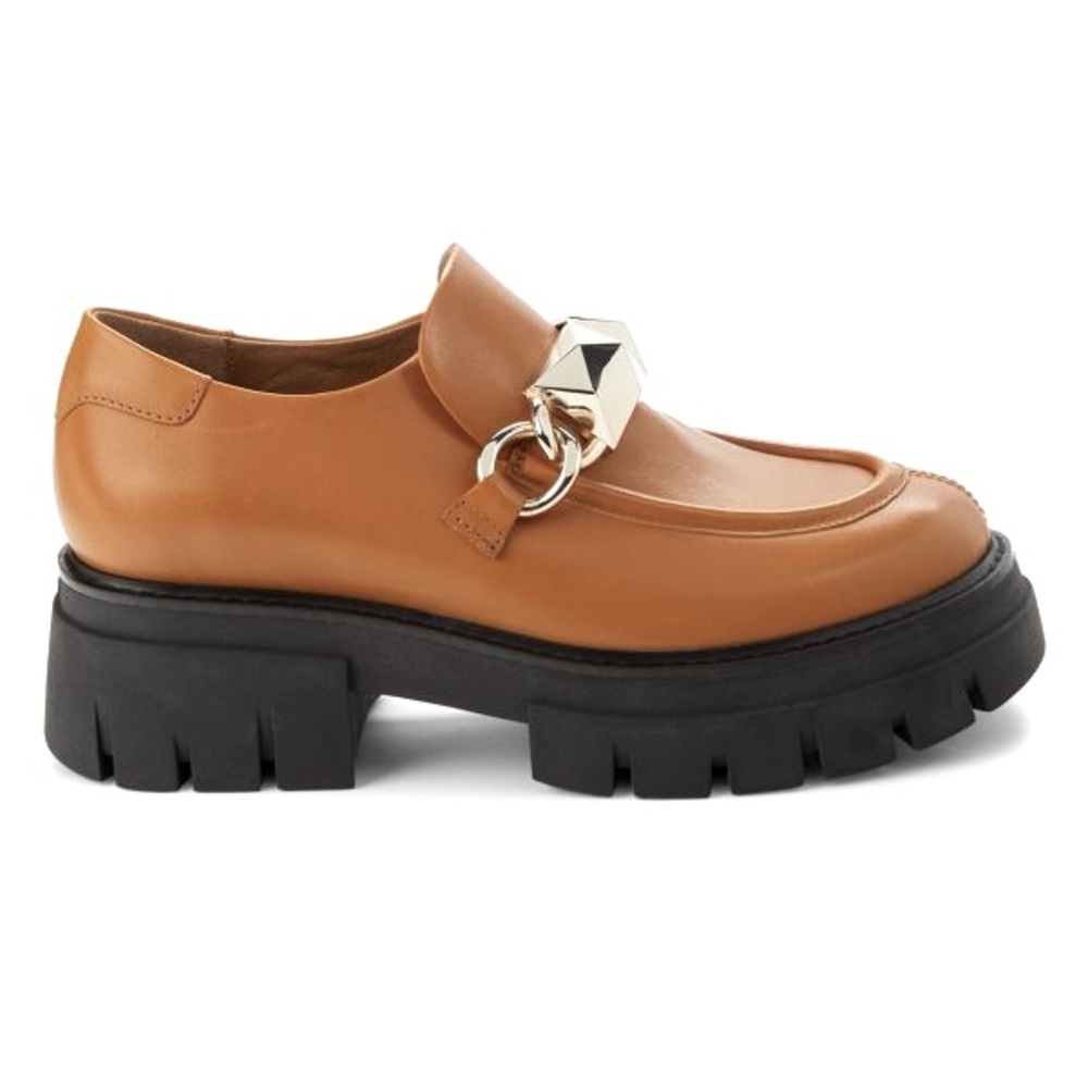 ASH Leory Chunky Bit Loafers Tan Loafers with Gold Accent size 7